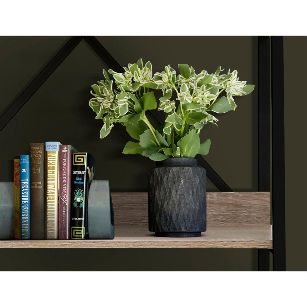Bookshelf 5Tier Metal Bookcase Bookshelves Oak Book Shelf Display Storage