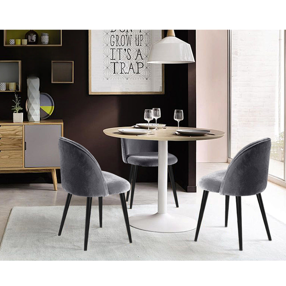 Set of 2 Velvet Modern Dining Chair - Dark Grey