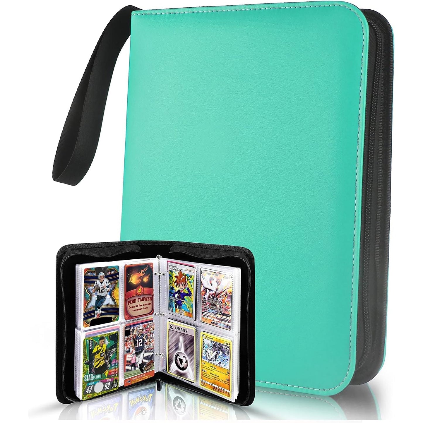 4-Pocket Pages Sleeves Card Binder Protector for PKMN Trading Cards 400 Pockets Card - Teal