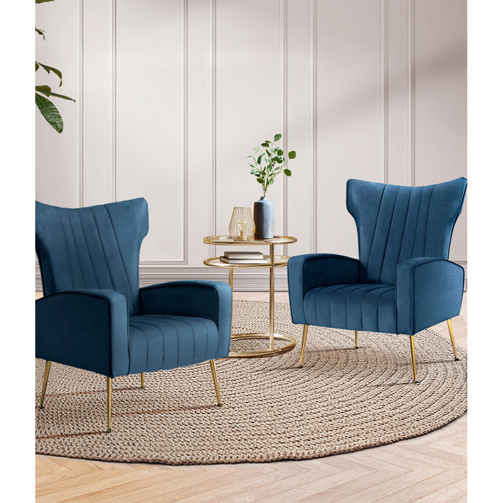 Armchair Lounge Accent Chairs Armchairs Chair Velvet Sofa Navy Blue Seat