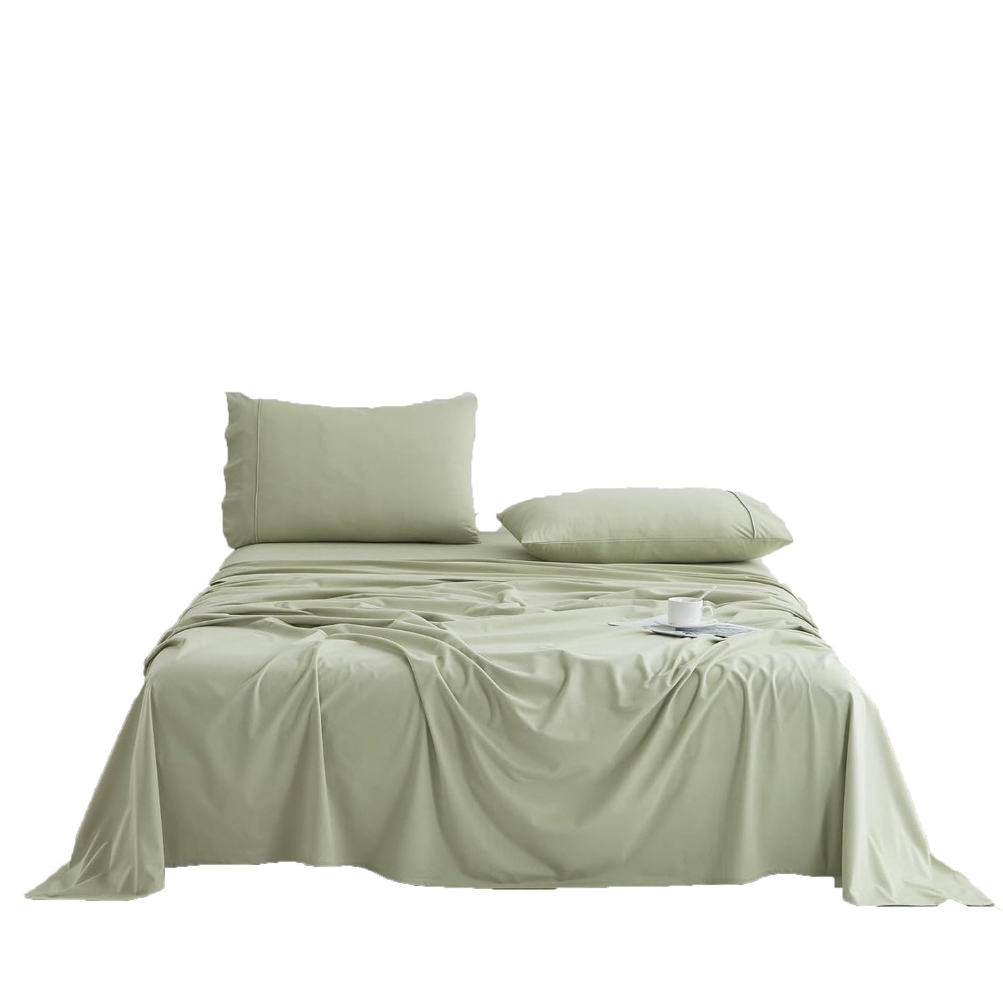 130 GSM Flannelette Soft Luxurious Micro Flannel Bed Sheet Set - Sage