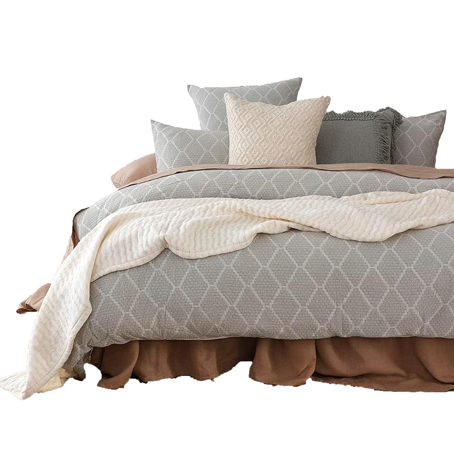 Elmer Cotton Quilt Cover Set - Sage Green Geometric