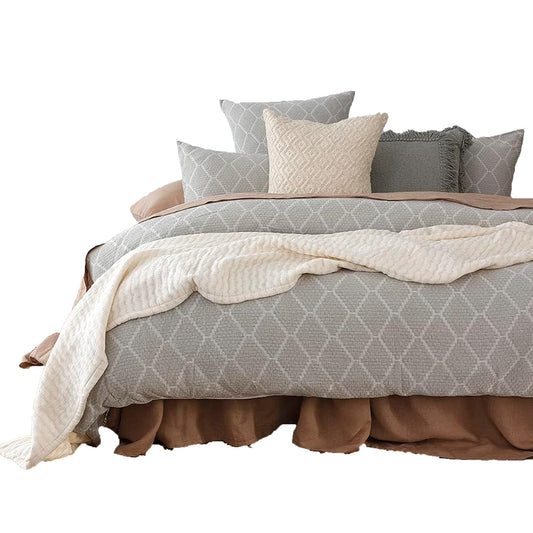 Elmer Cotton Quilt Cover Set - Sage Green Geometric