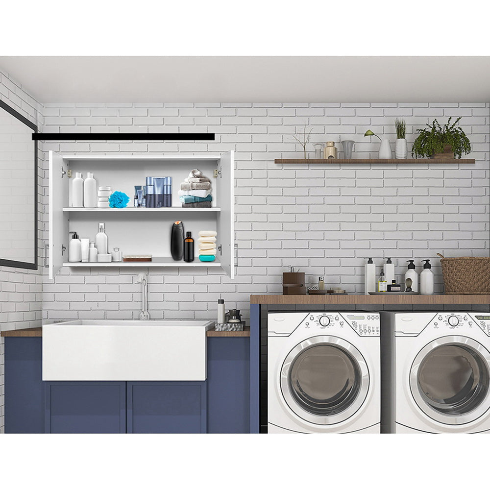 Wall Cabinet Storage Bathroom Kitchen Bedroom Cupboard Organiser White