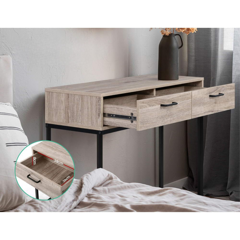 Hallway Console Table Hall Side Entry Display Desk Drawer Storage Oak