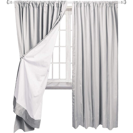 Room Darkening Blackout Window Curtains with Tie Backs Set 2 Panels - Light Gray