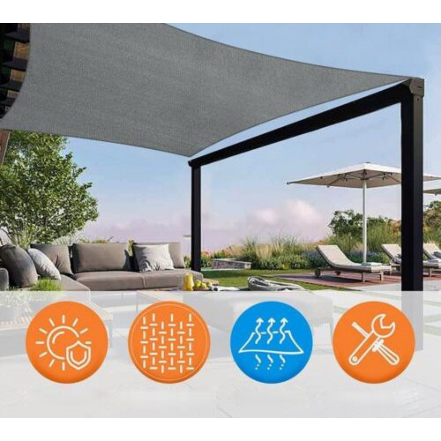 Extra Heavy Duty Grey Shade Sail Sun Triangle Square Rectangle for Garden