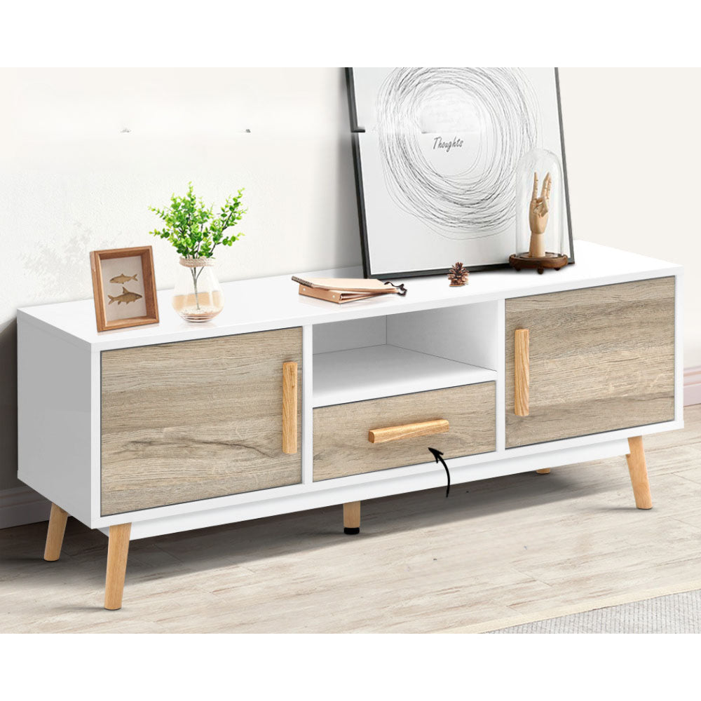 Wooden Entertainment Unit - White & Wood