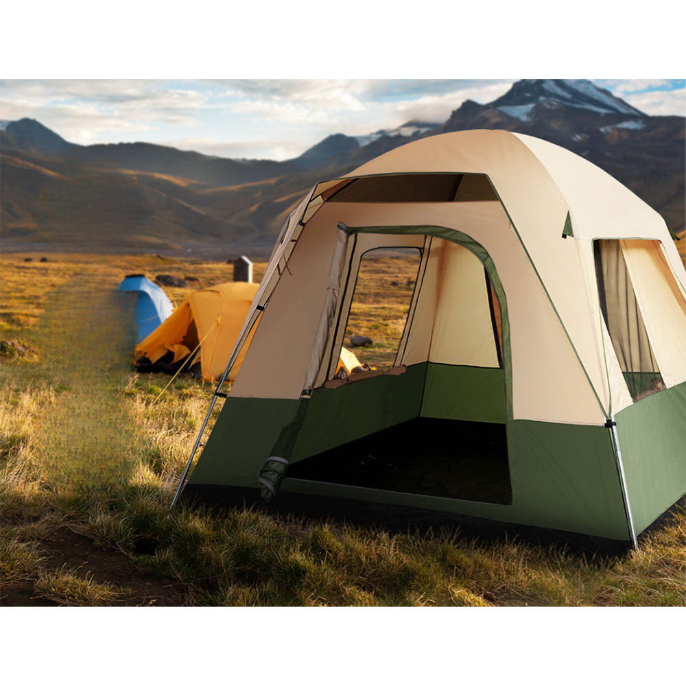 Family Camping Tent Hiking Beach Tents Green - Fits 4 Person