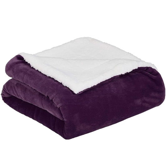 Ultra-Soft Micromink Sherpa Blanket - Plum