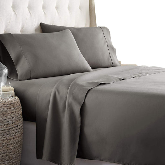 2000TC Ultra-Soft Luxury Deep Pocket Bedding Sheet Set - Grey