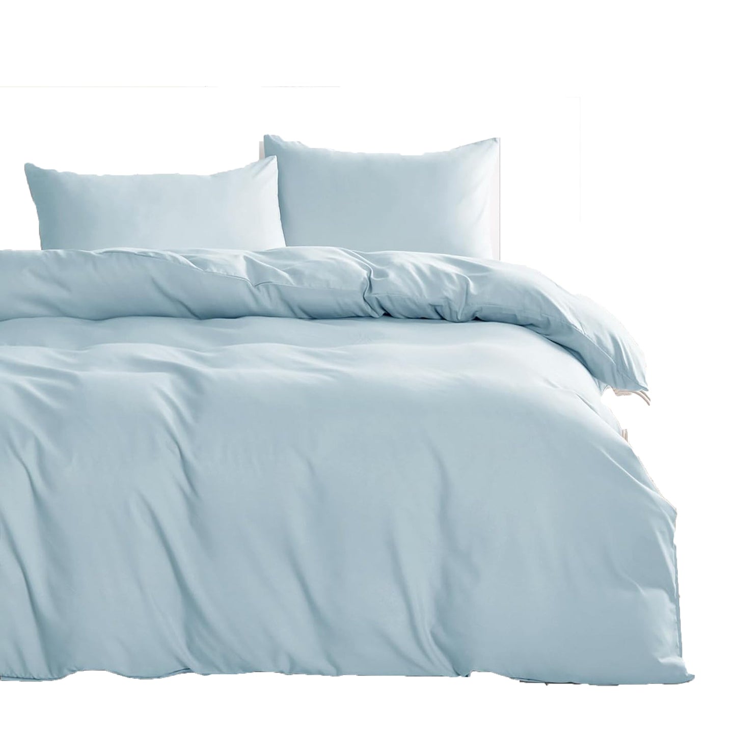 1000TC Ultra Soft Microfiber Duvet Doona Cover Bedding Quilt Cover Set - Light Blue