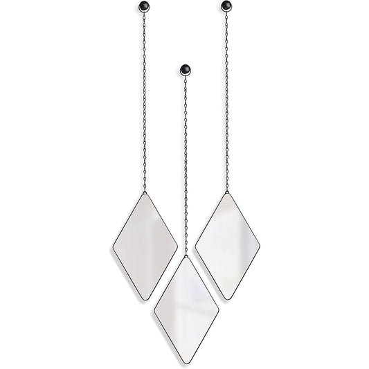 Apartment Decor Trio Wall Art Clear Black Decorative Wall Mirrors - Set of 3