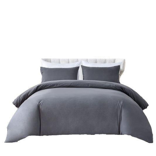 Ultra Soft 100% Washed Cloth Cotton Quilt Cover Set - Grey