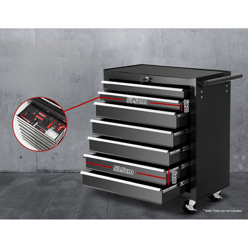 Garage Mechanic Trolley Chest Cabinet Toolbox 17 Drawers - Black