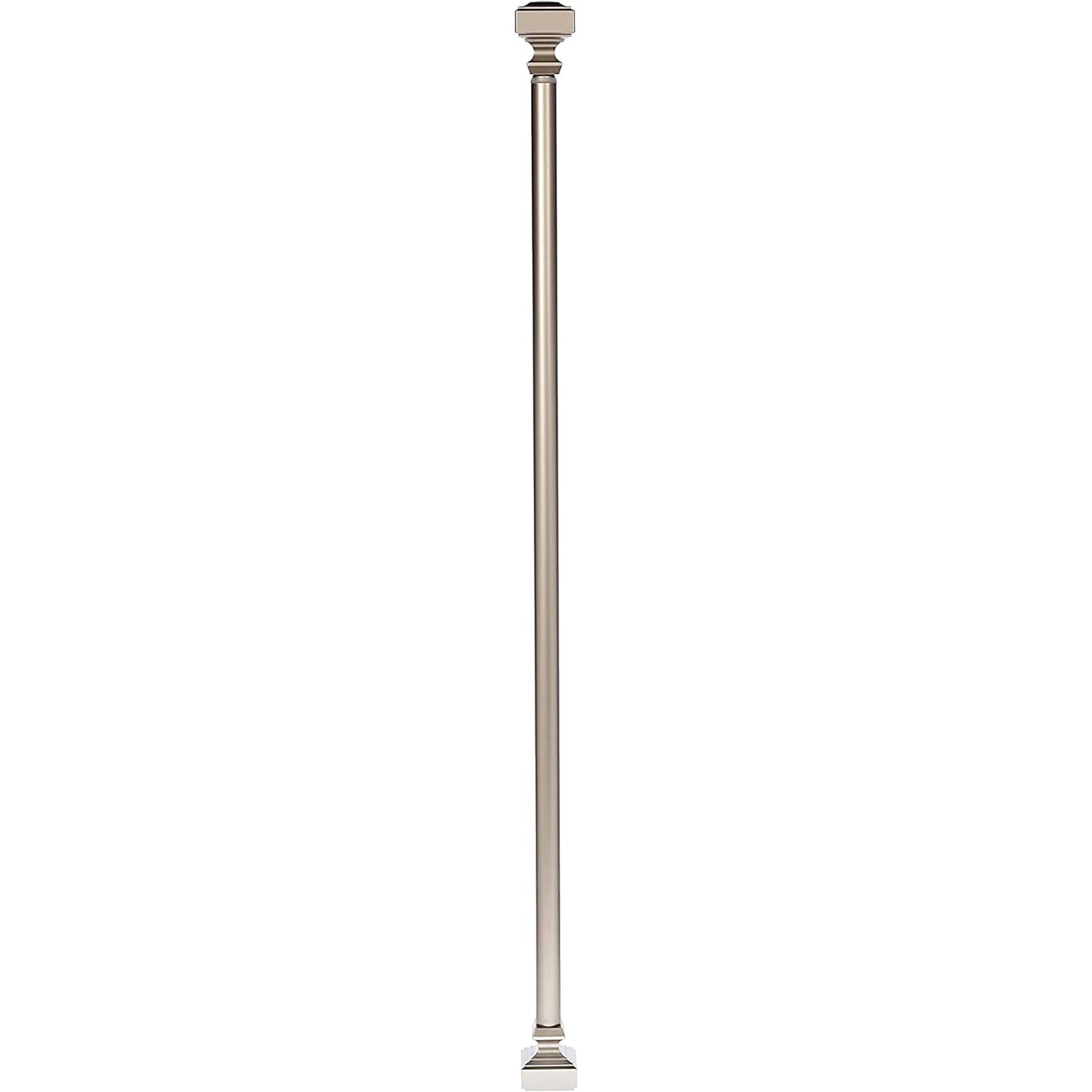 Wall Mounted Curtain Rod with Square Finials 36 to 72 Inch - Nickel