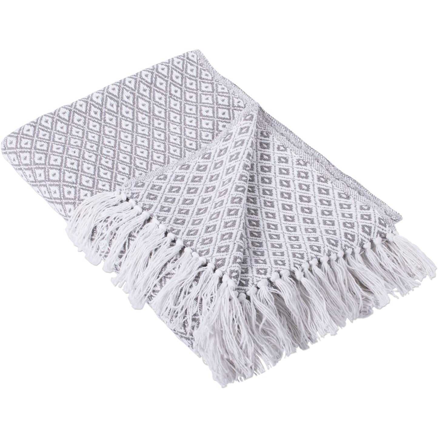Mini Diamond Woven Cotton Throw Blanket 50 x 60 - Gray