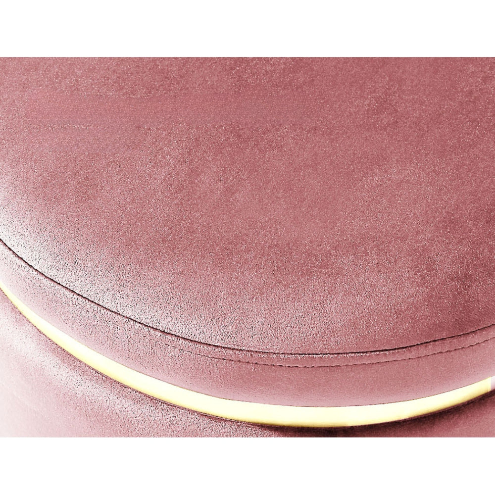 Round Velvet Foot Stool Ottoman Foot Rest Pouffe Padded Seat Pouf Pink