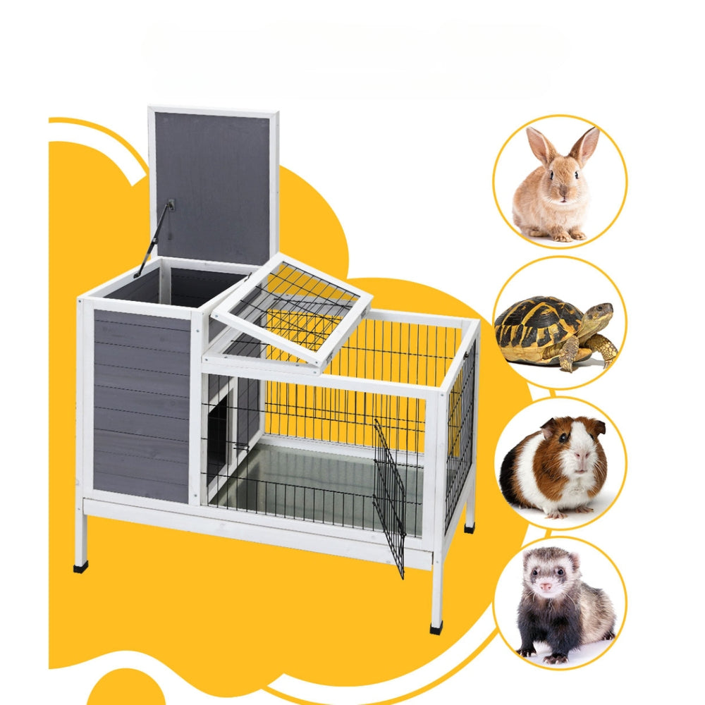 Rabbit Chicken Coop Wooden Ferret Cage House Outdoor - Large