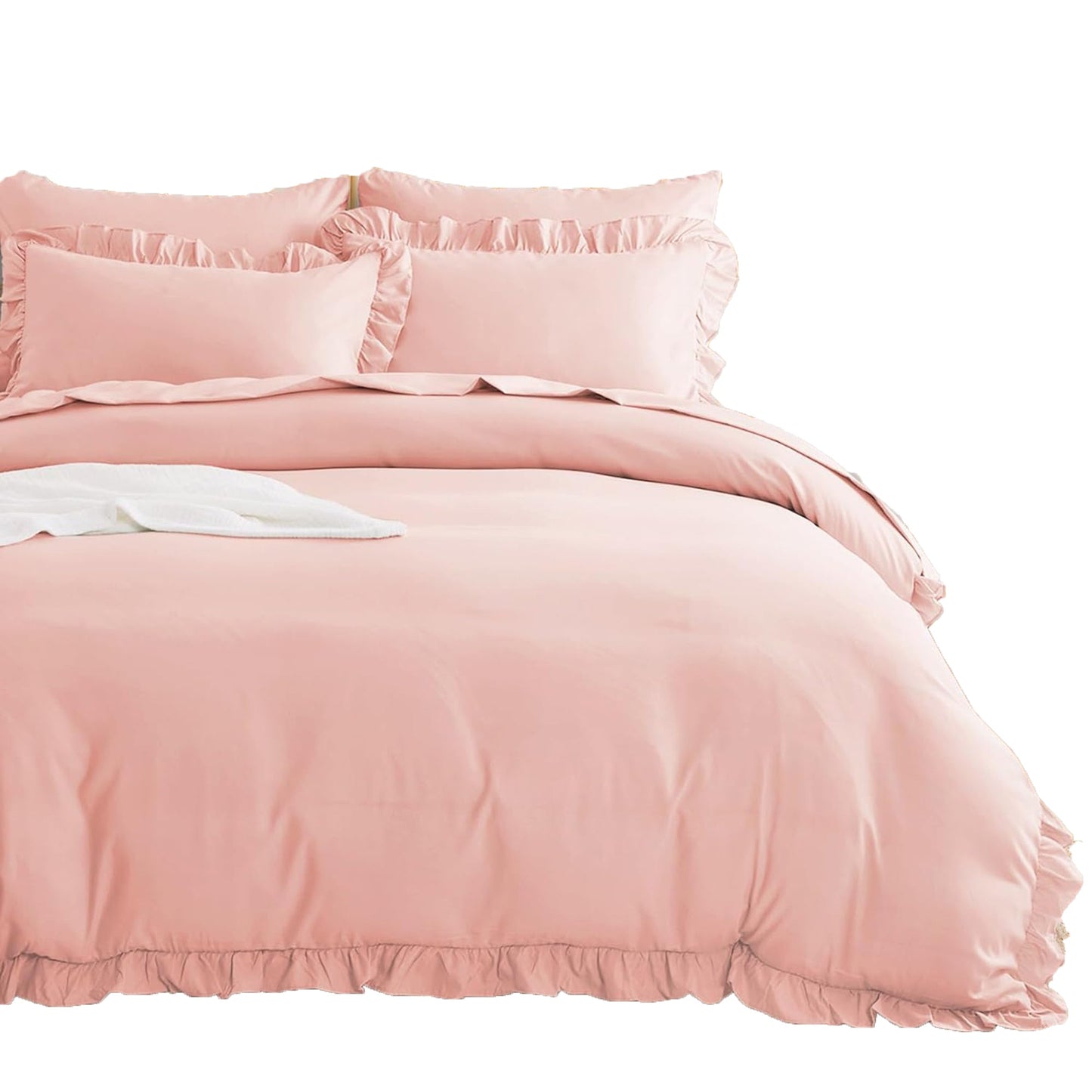 1000TC Ultra Soft Microfiber Duvet Doona Cover Quilt Cover Set - Ruffle Light Pink