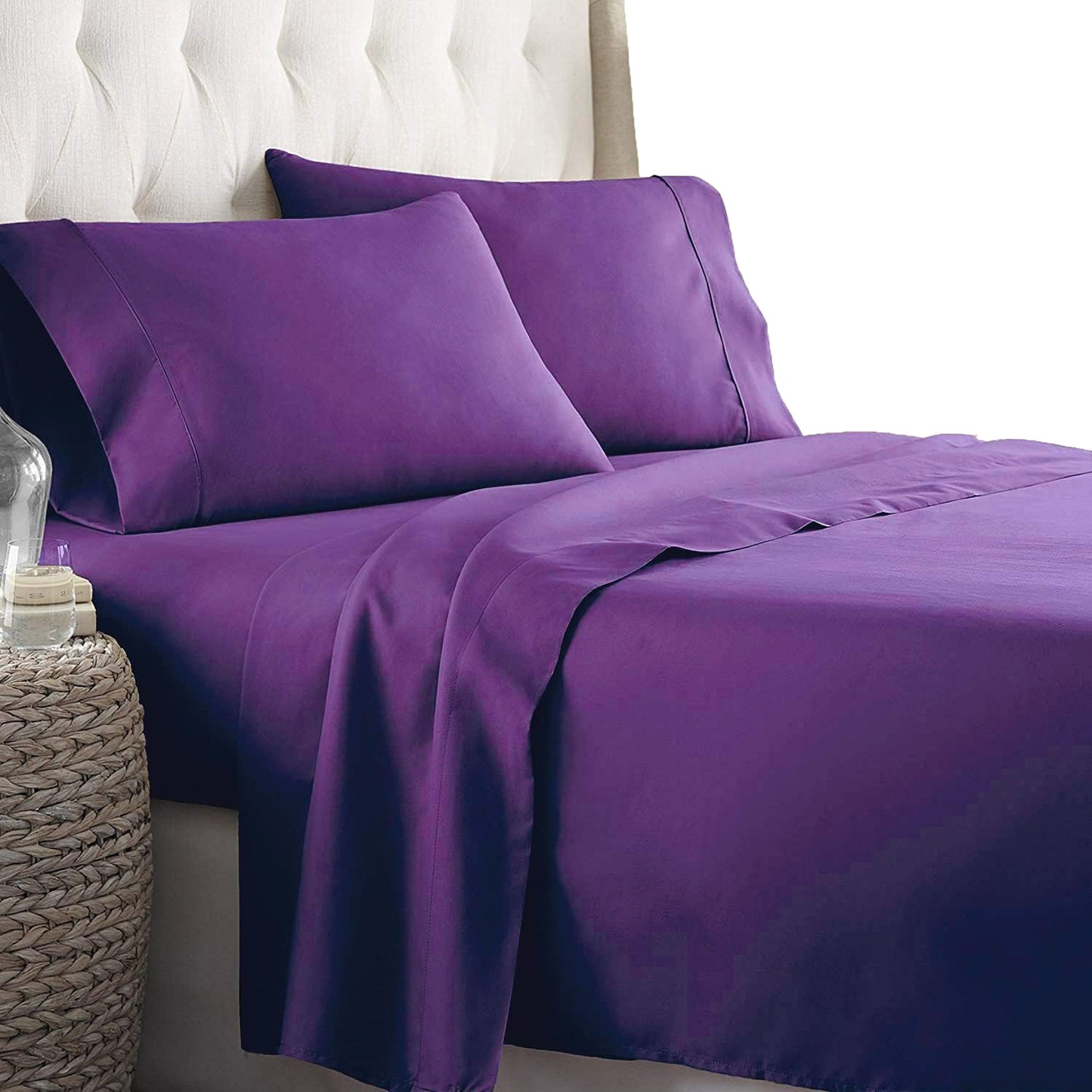 2000TC Ultra-Soft Luxury Deep Pocket Bedding Sheet Set - Purple