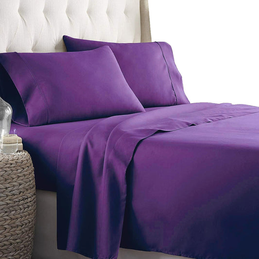 2000TC Ultra-Soft Luxury Deep Pocket Bedding Sheet Set - Purple