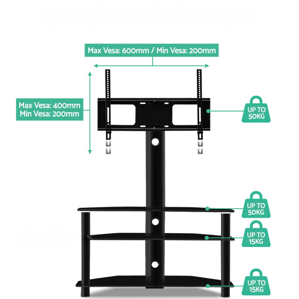 3 Tier Floor TV Stand with Bracket Shelf Mount