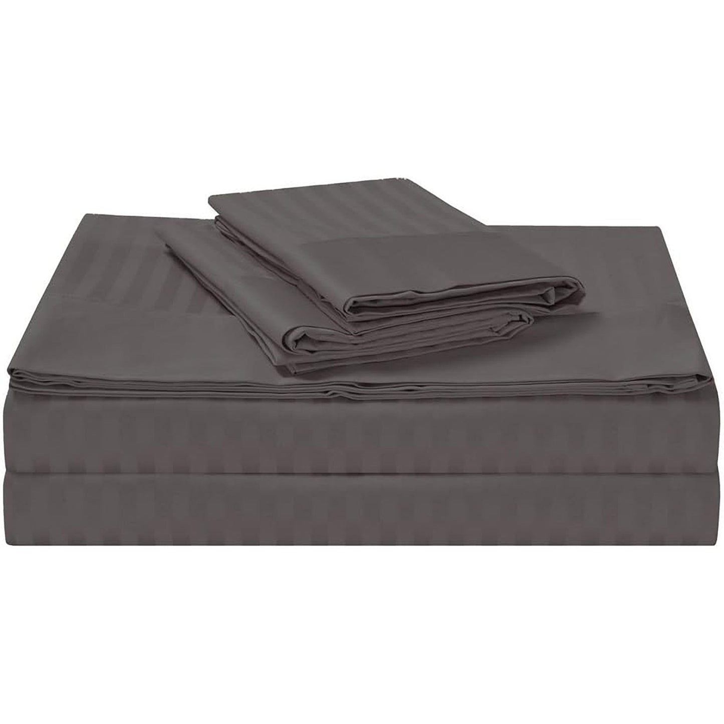 1200TC Egyptian Cotton Luxury Deep Pocket Bed Sheet Set - Charcoal Stripe
