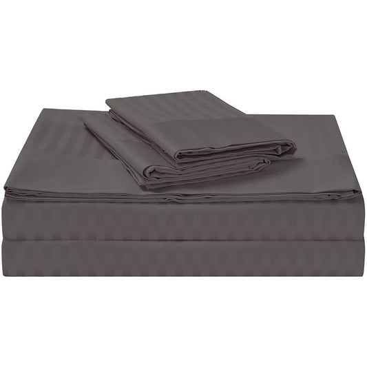 1200TC Egyptian Cotton Luxury Deep Pocket Bed Sheet Set - Charcoal Stripe