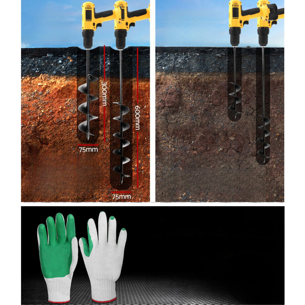 Power Garden Spiral Auger Hole Digger Earth Drill Bit - 600mm