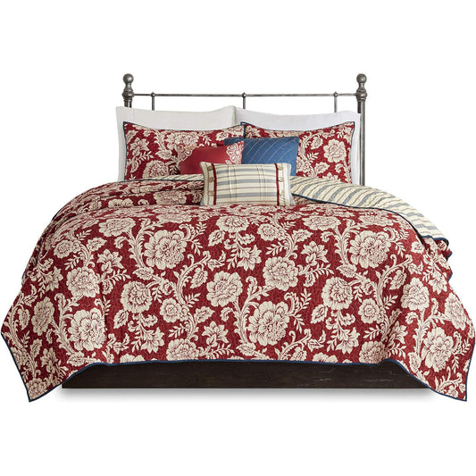Lightweight 100% Cotton Double Sided Stitching Quilt Set - Lucy Red