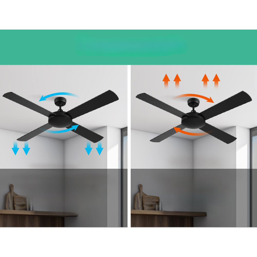 52'' Ceiling Fan w/Remote - Black