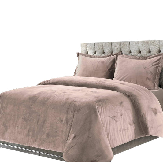 Venice Velvet Oversized Solid Duvet Cover Set - Taupe