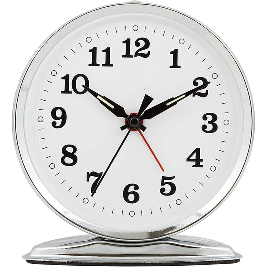1 Wind Up Loud Bell Metal Analog Alarm Clock - Silver