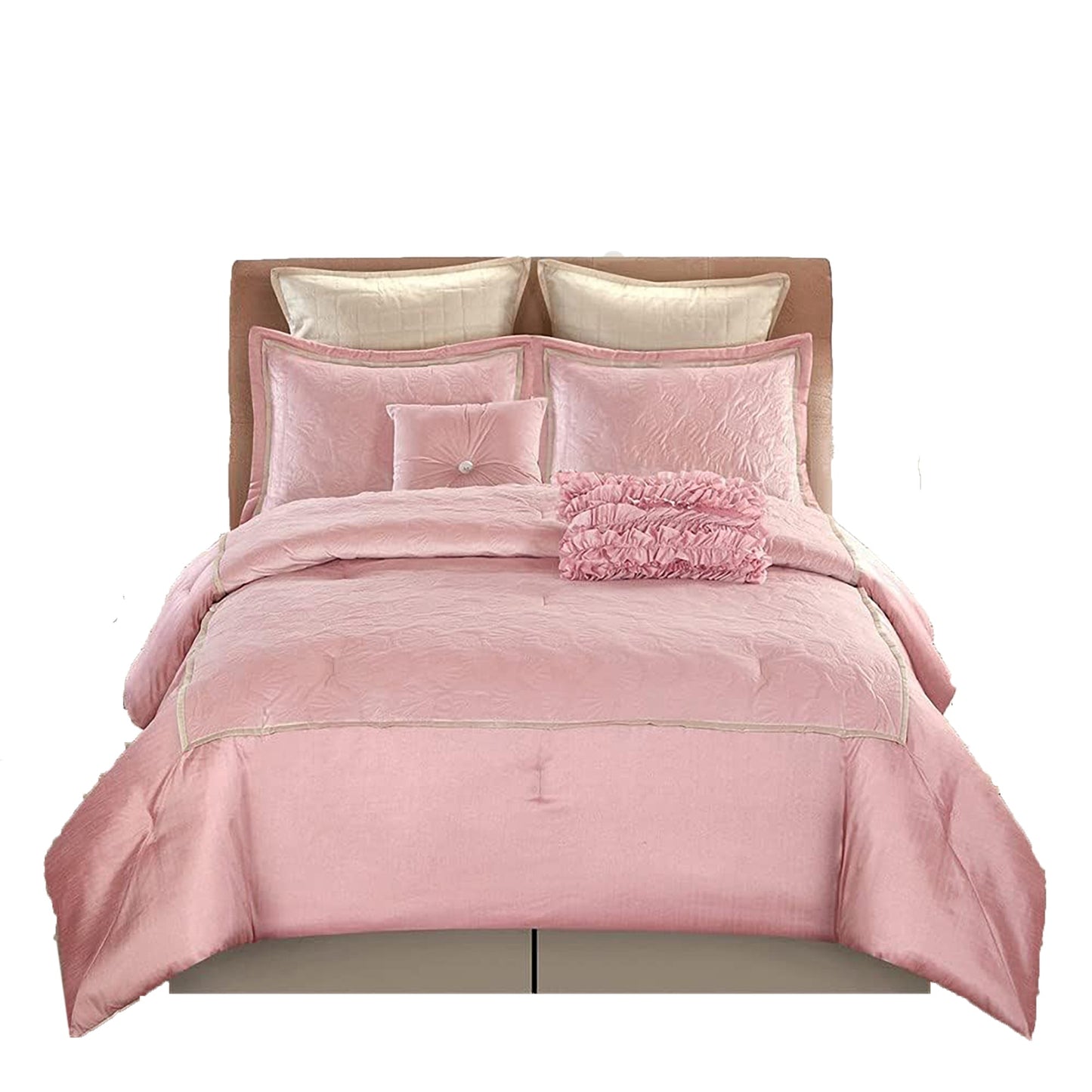 Niclous Polyester Comforter 7 Piece Set - Pink
