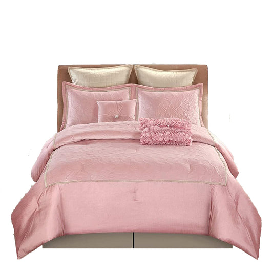 Niclous Polyester Comforter 7 Piece Set - Pink