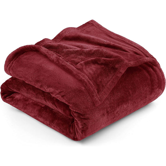 300GSM Microfibre Luxury Anti-Static Fuzzy Soft Fleece Blanket - Red