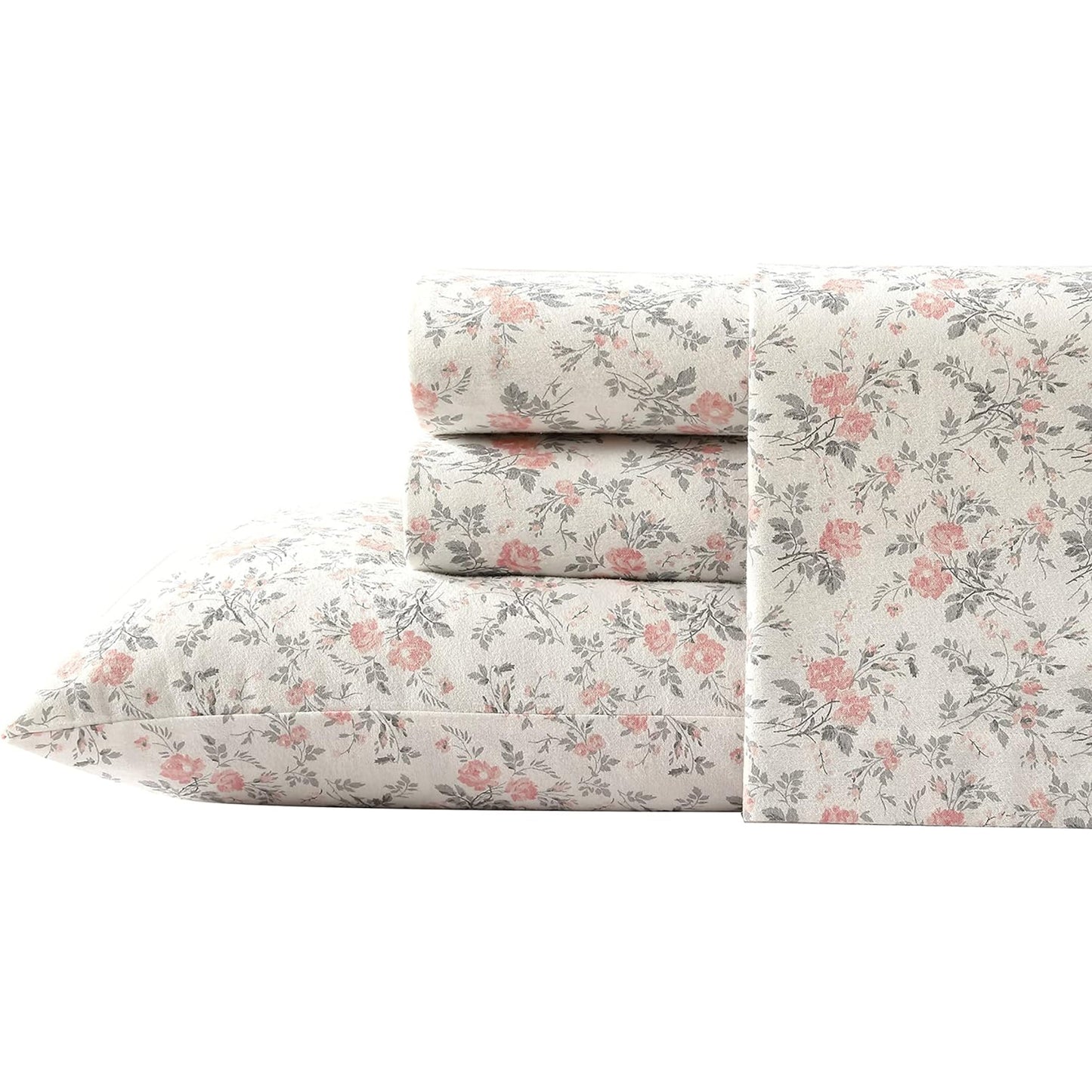 Soft Brushed Cotton Flannel Bedding Sheet Set - Rosalie Grey