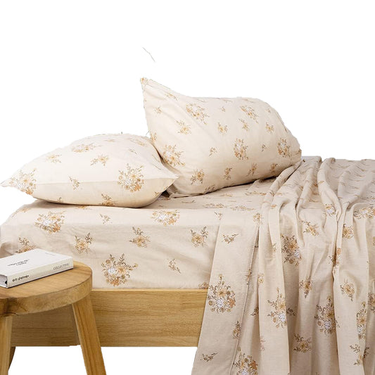 Ellen Cotton Flannelette Sheet Set - Cream