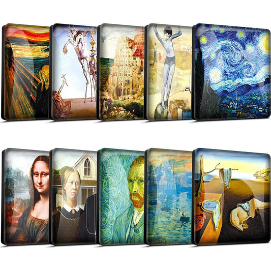 Decorative Glass Magnets for Refrigerator or Whiteboard 10 Pcs - 3.3x3.3 cm