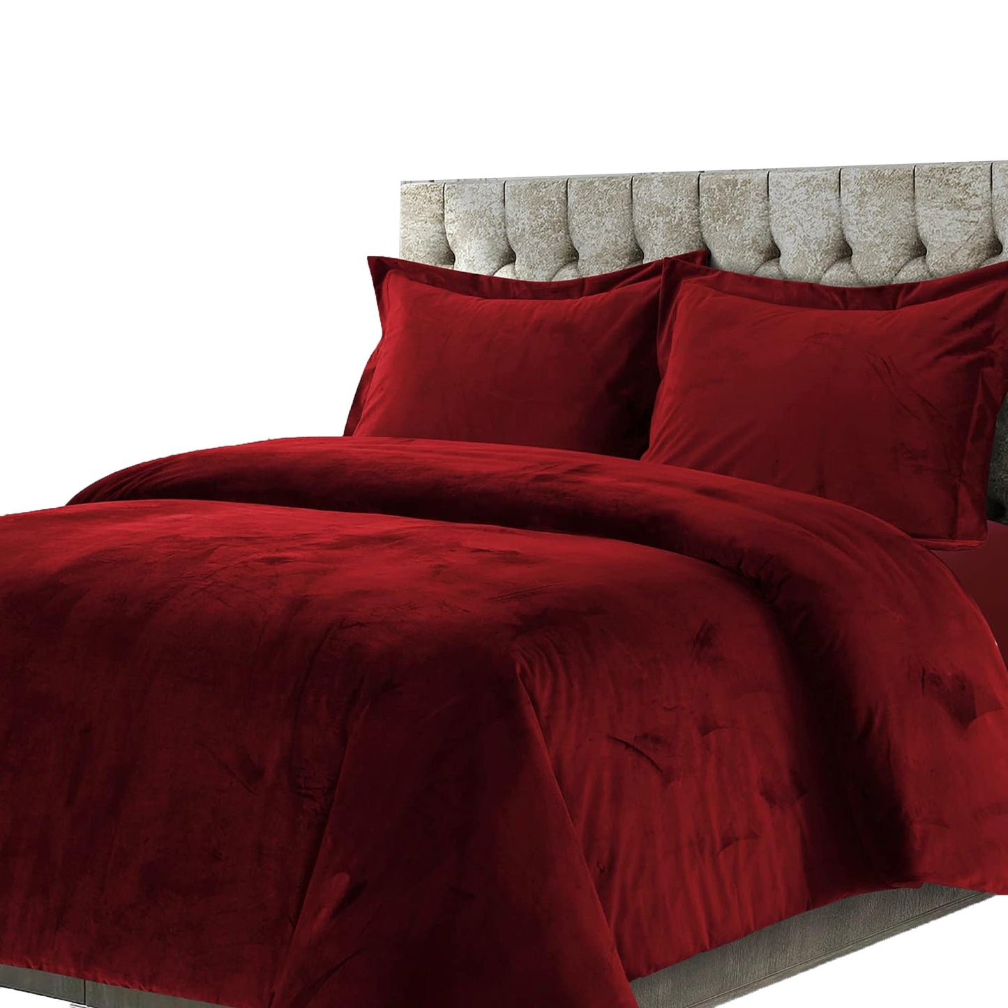Venice Velvet Oversized Solid Duvet Cover Set - Burgundy