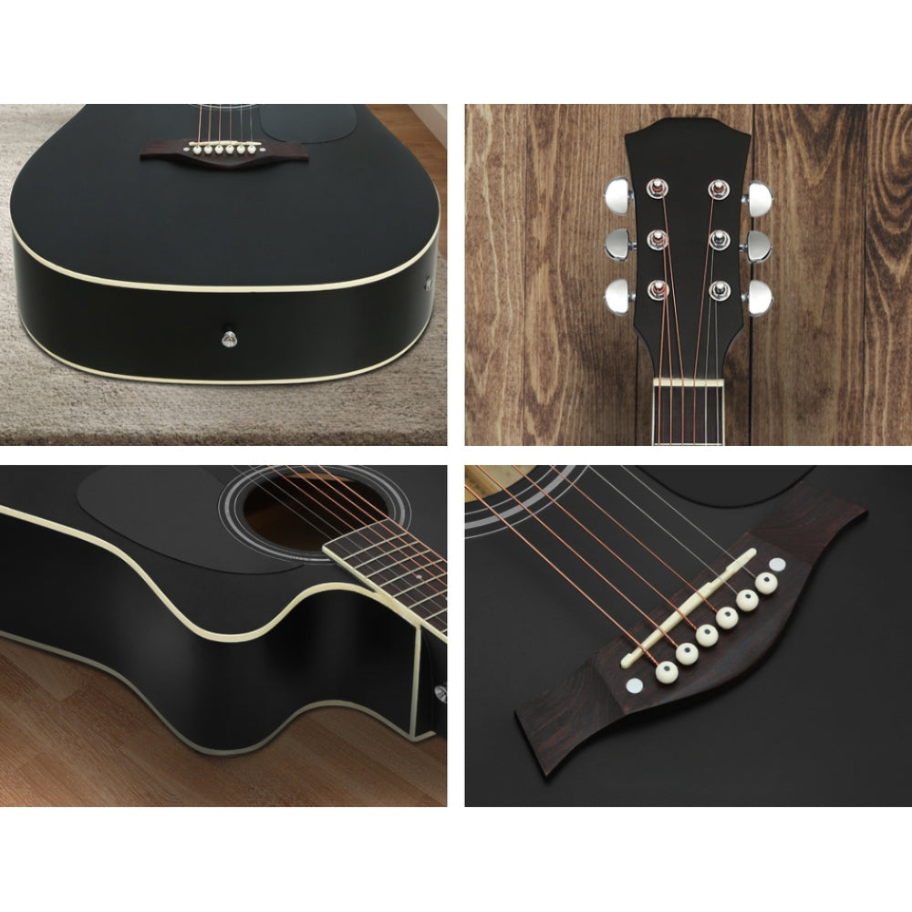 41" Inch Electric Acoustic Guitar Wooden Classical Full Size EQ Capo Black