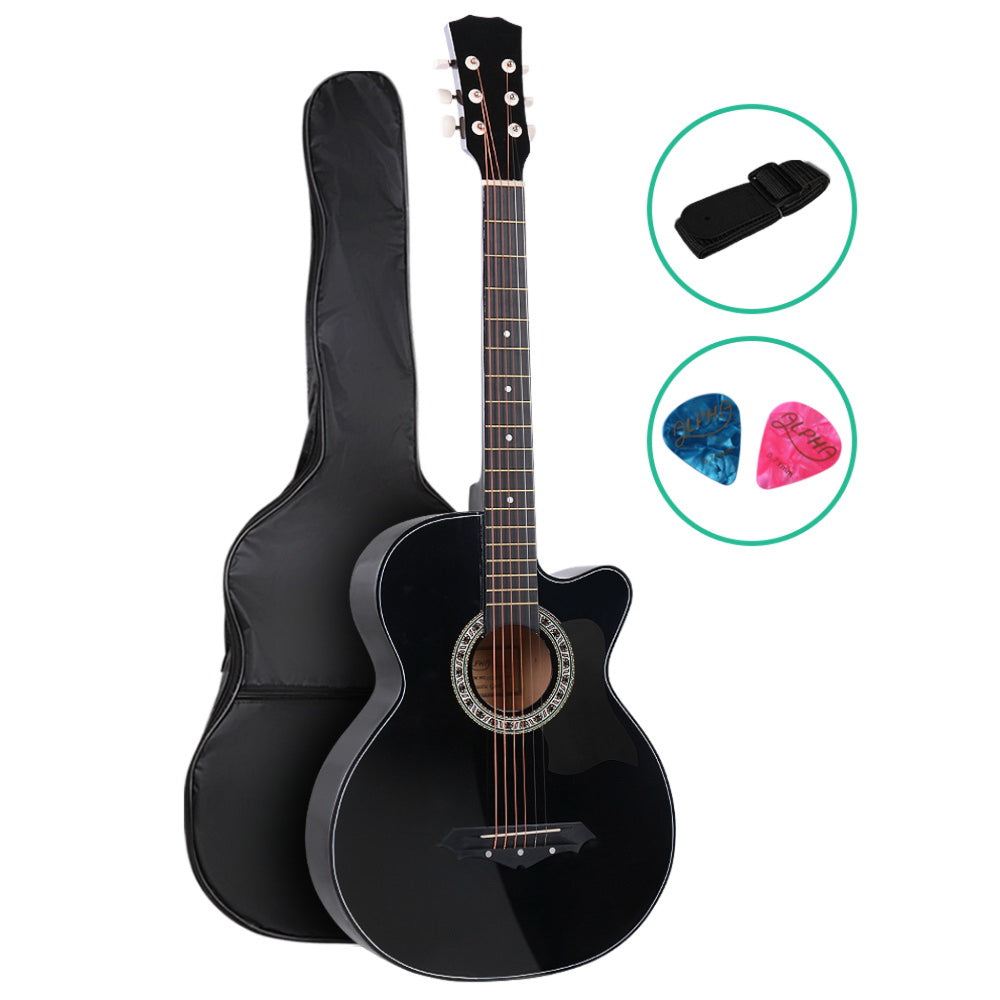 38 Inch Wooden Acoustic Guitar Black
