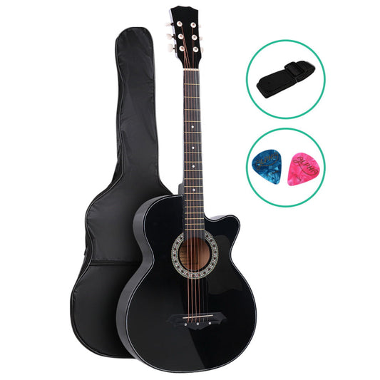 38 Inch Wooden Acoustic Guitar Black