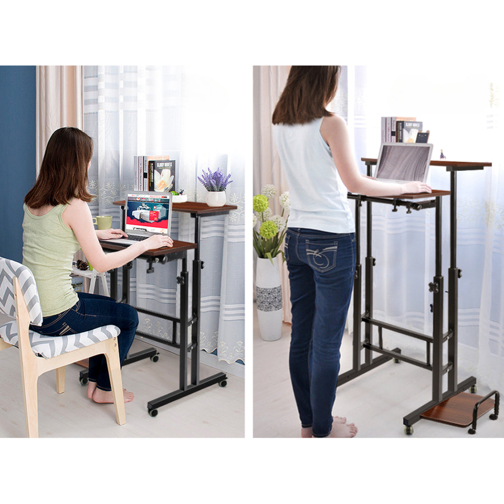 Twin Laptop Table Desk - Dark Wood
