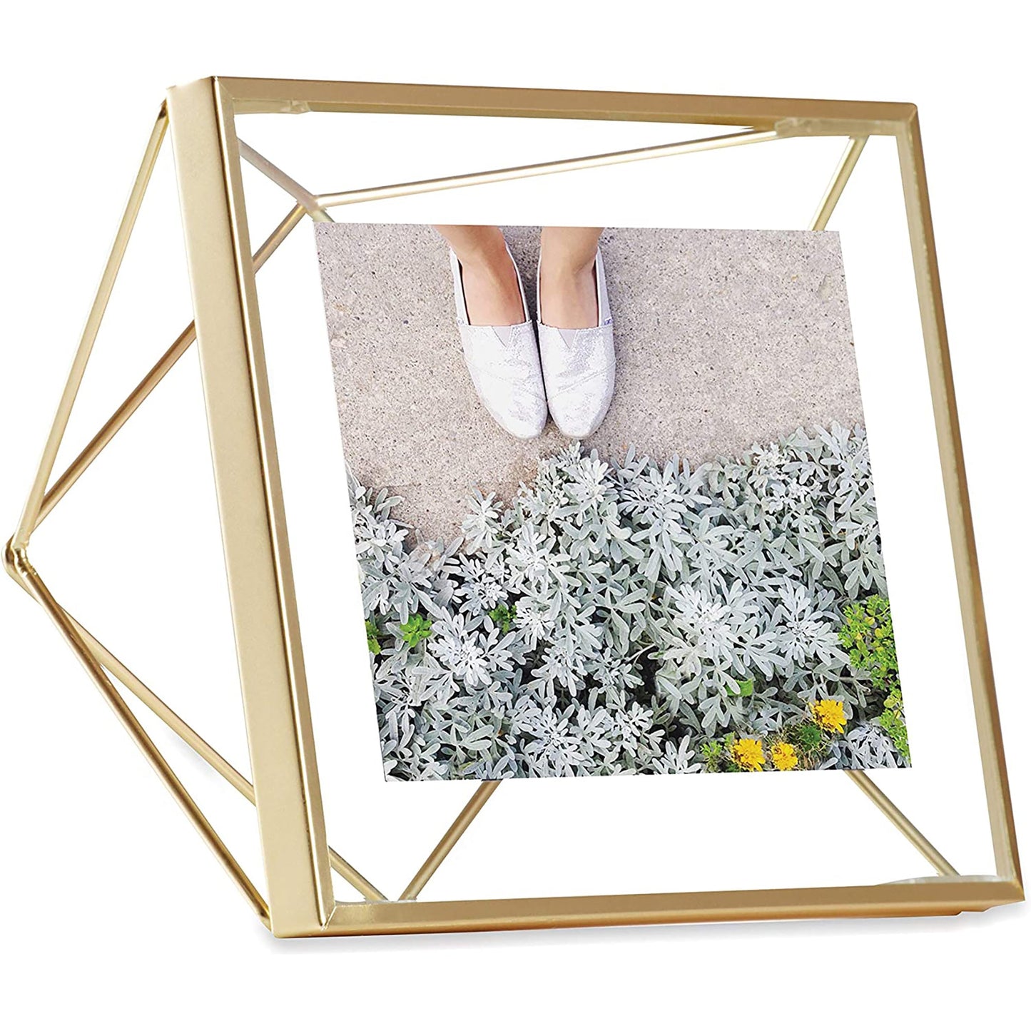 Geometric Prisma Picture Frame Photo Display for Desk Wall  4x4 Inch- Silver