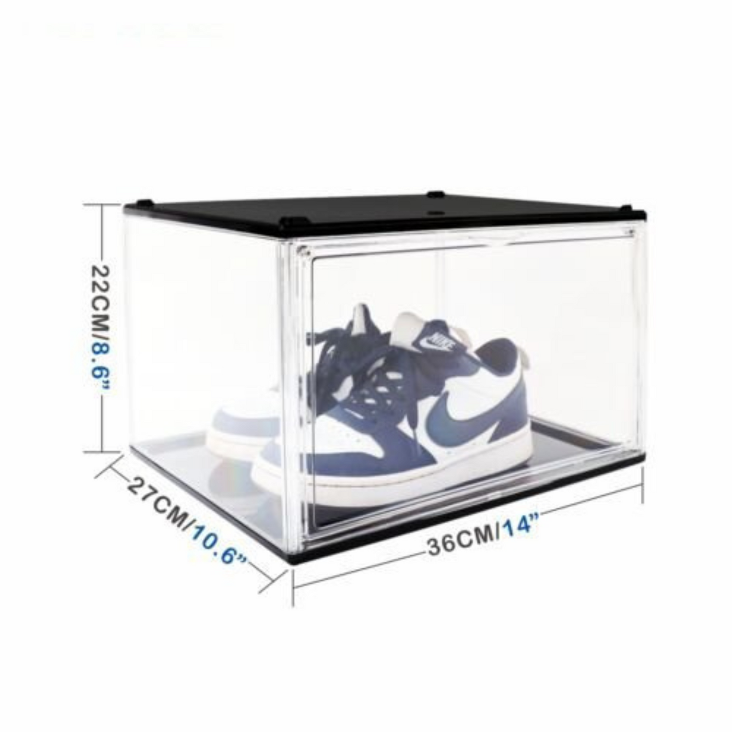Black Premium Stackable Shoe Box Sneaker Display Storage Case with Magnetic Door