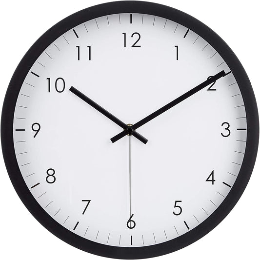 12 Inch Traditional Wall Clock - Black