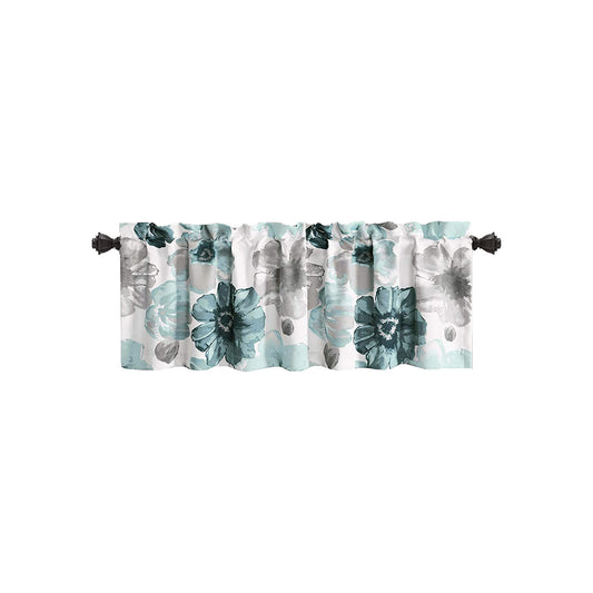 Single Room Darkening Floral Valance 18x52 Inch - Blue