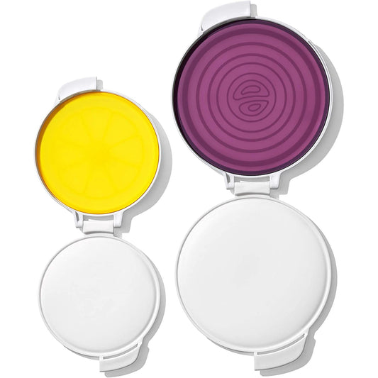 Cut and Keep Reusable Silicone Produce Saver Set Onion and Lemon - Purple and Yellow